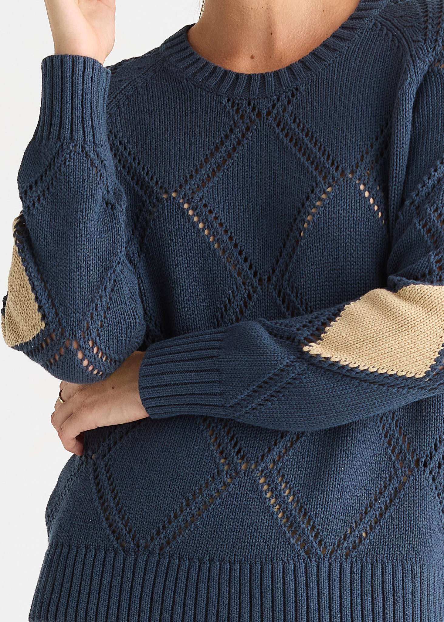 Diamond Detail Jumper - Marine