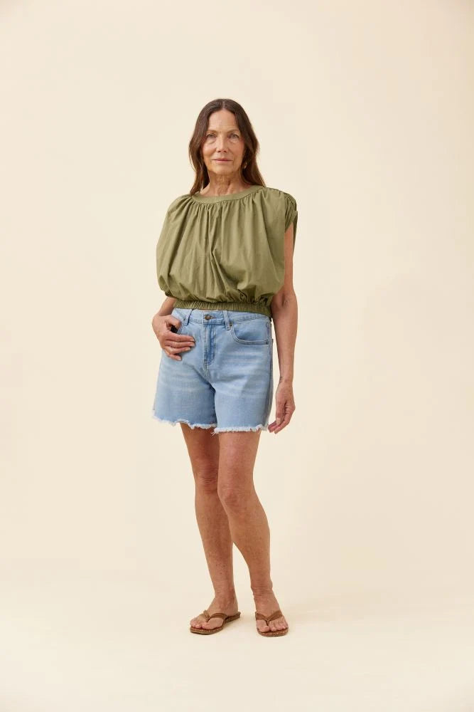 Rosa Reversible Crop Top - Sage