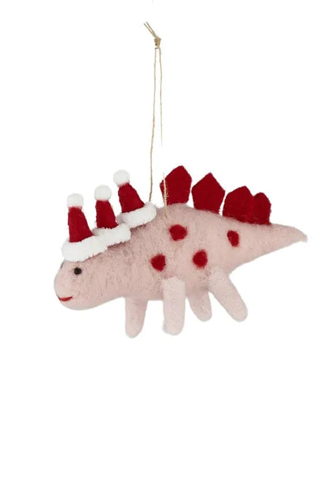 Xmas Dino Hanger Felt 15x4cm Pink