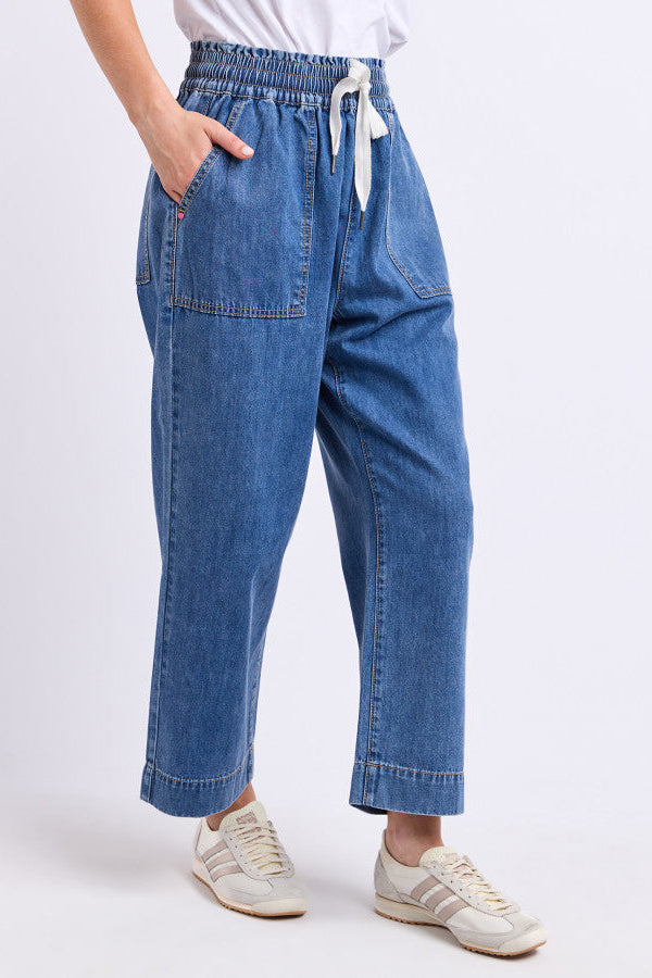 Elm Greta Slim Leg Denim Pant Mid Blue