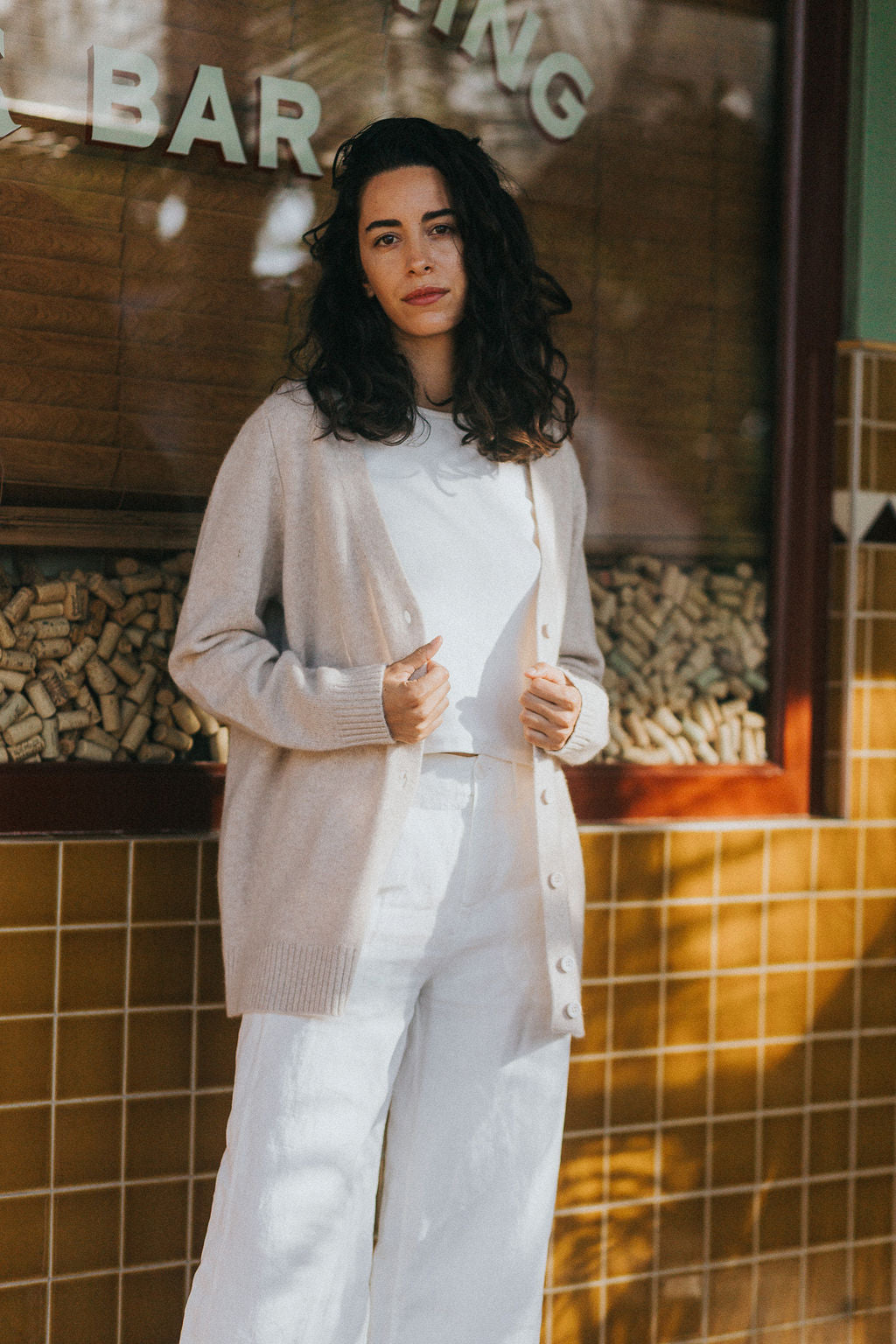 Patou Pure Lambswool Cardigan - Light Oat