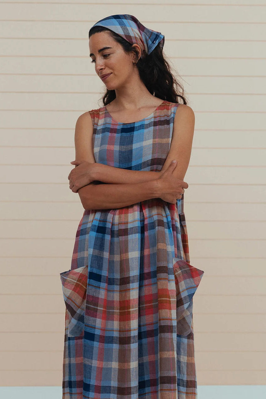 Sartene French Linen Dress - Check