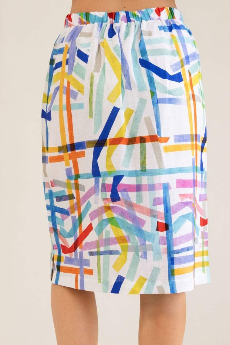 Linen Skirt - Confetti Stripe