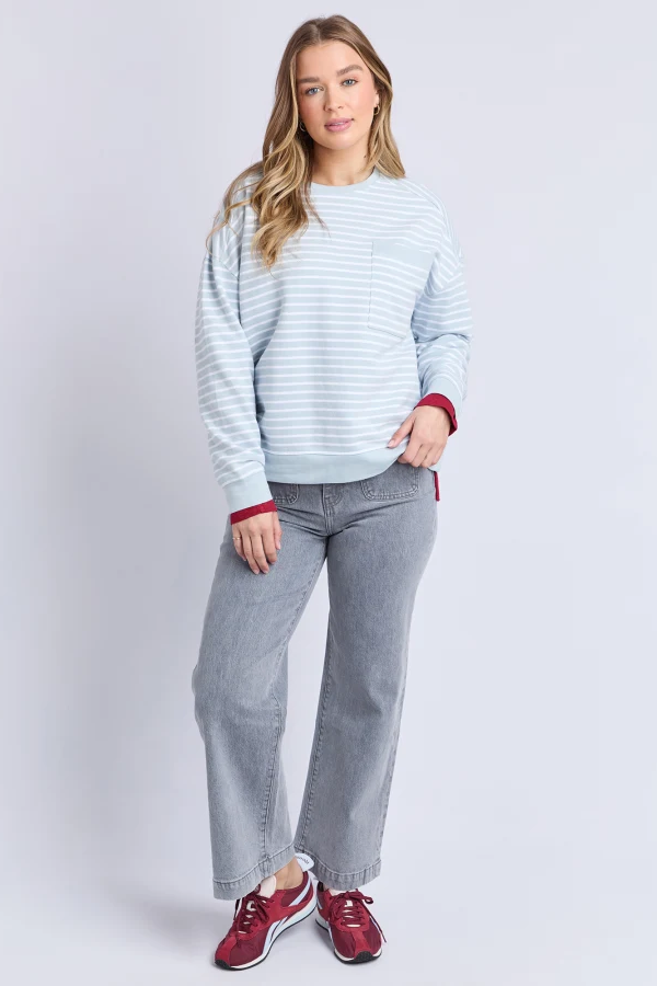 Original Stripe Crew - Ice Blue/White