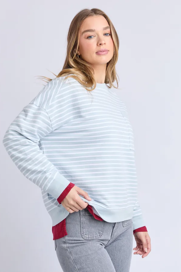 Original Stripe Crew - Ice Blue/White