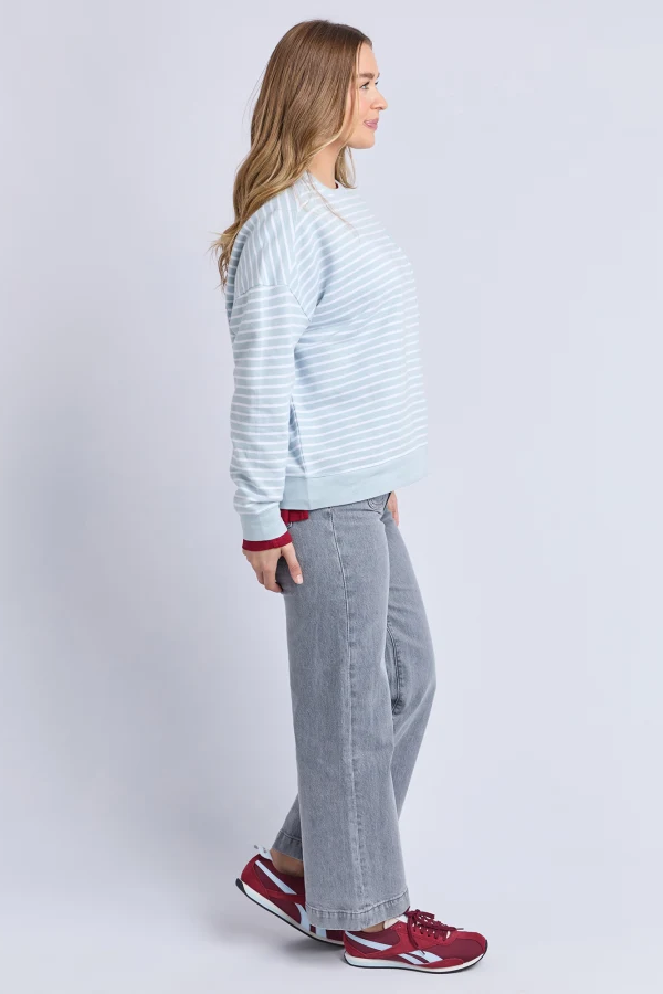 Original Stripe Crew - Ice Blue/White