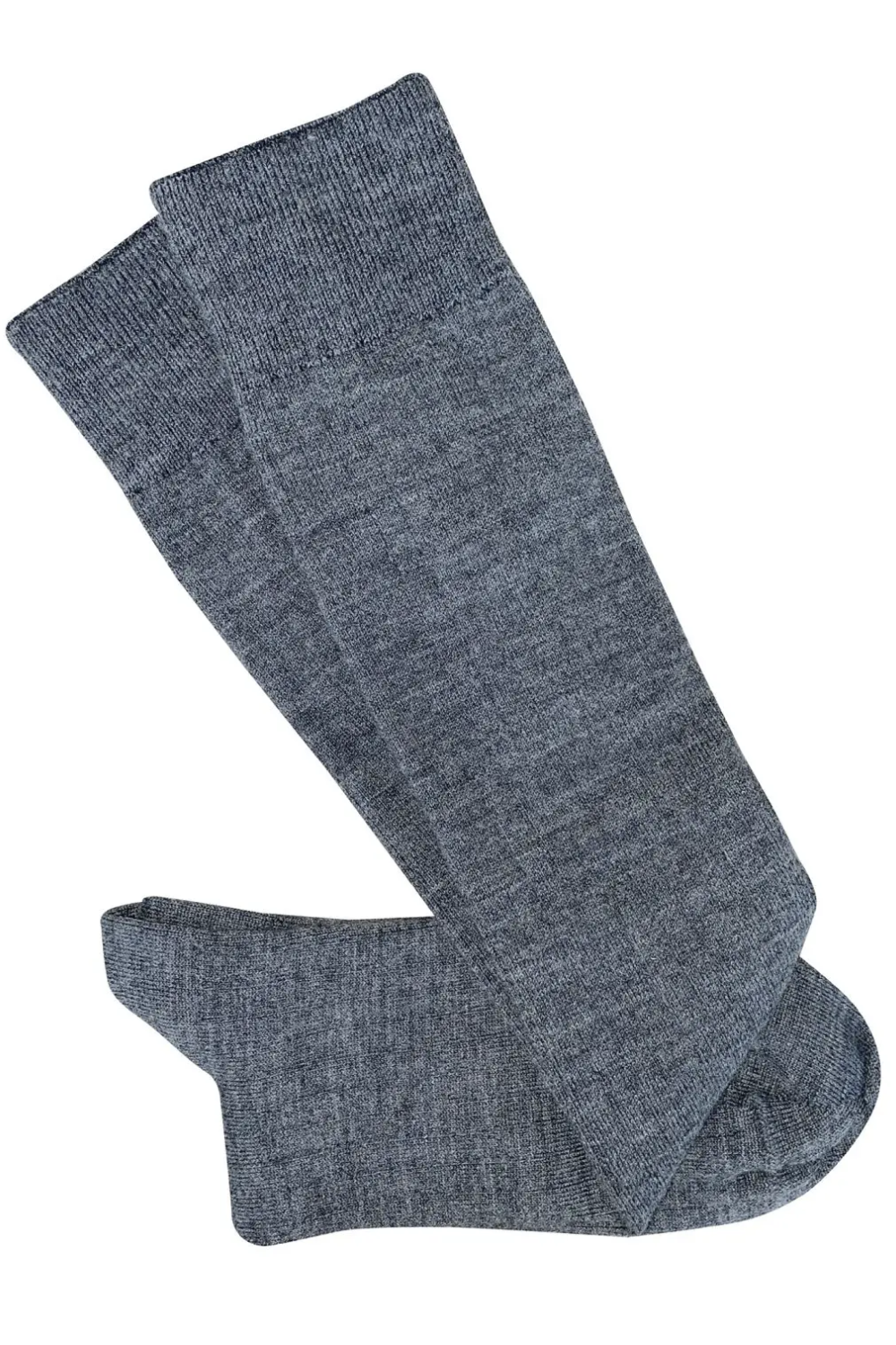 Long Rib Wool Socks - Grey