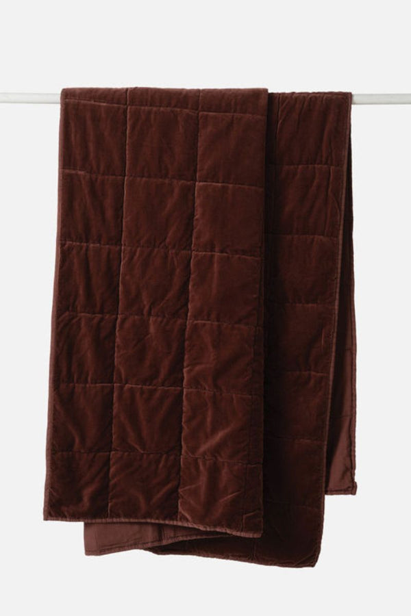 Washed Velvet Quilted Throw-Mulberry