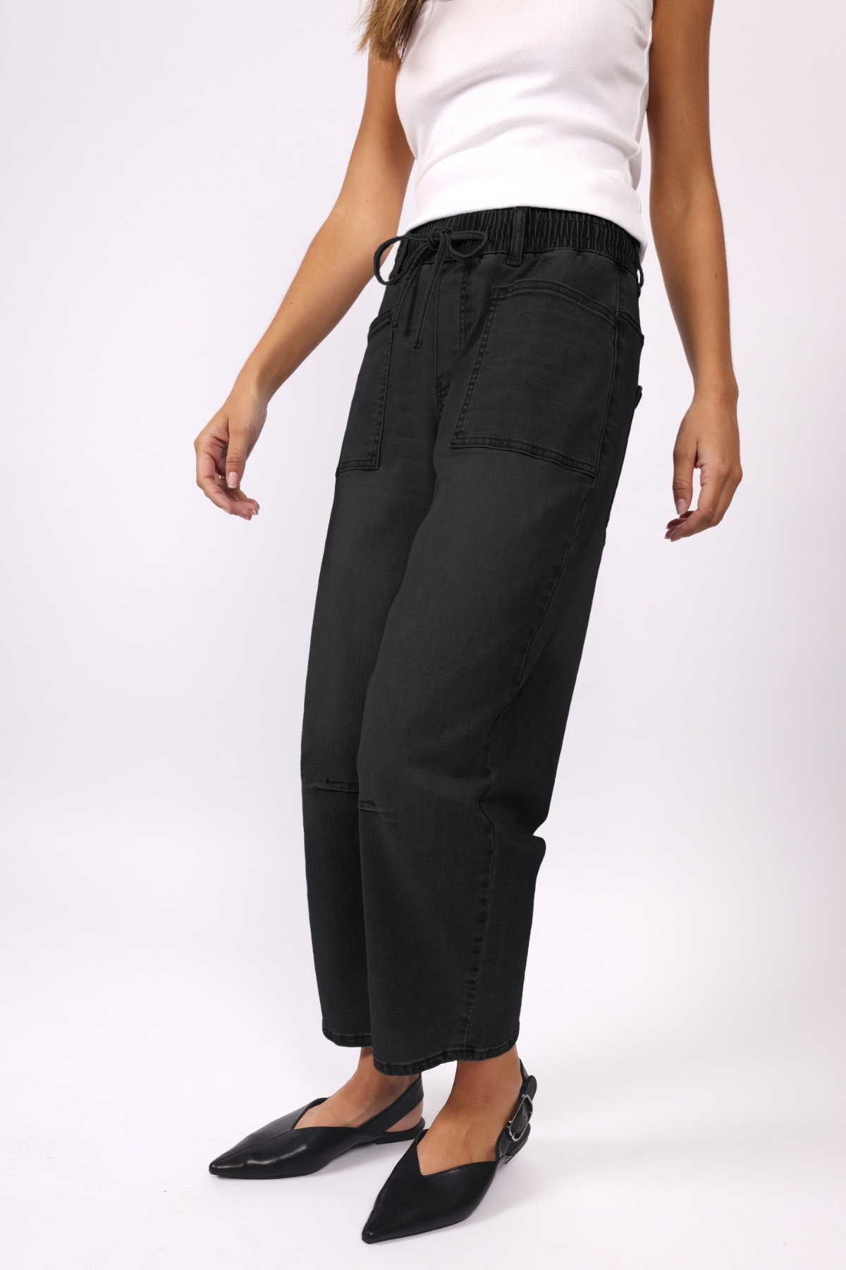 Monaco "Leo" Barrel Jeans - Black Denim
