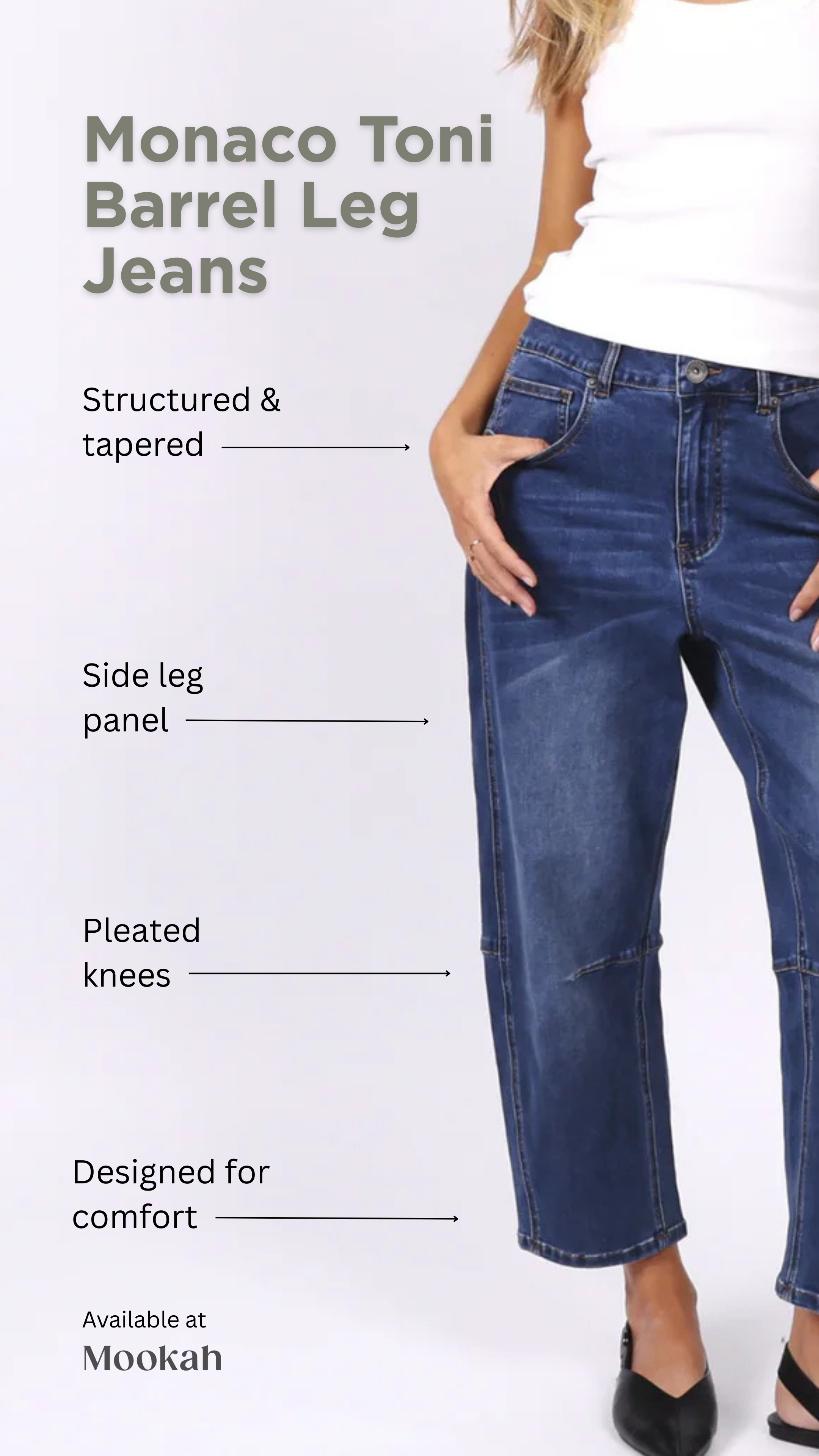 Monaco "Toni" Barrel Leg Jeans - Blue Denim