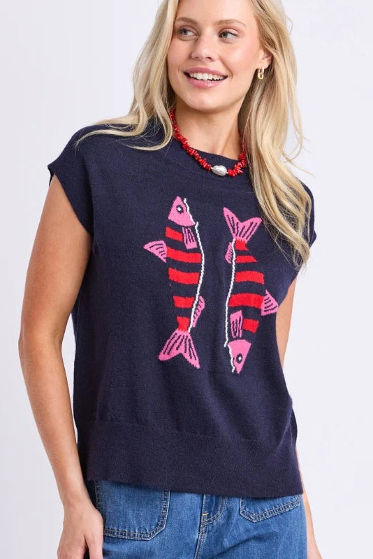 Elm Fishy Tee - Navy