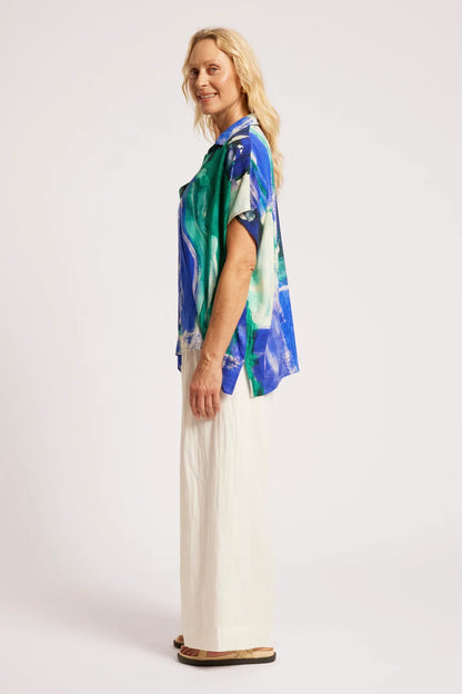 Palmera Collared Top - Seafoam