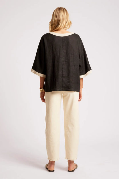 Maris Relaxed Splice Top - Black / Tusk