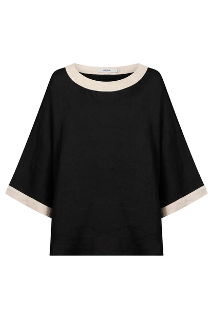 Maris Relaxed Splice Top - Black / Tusk
