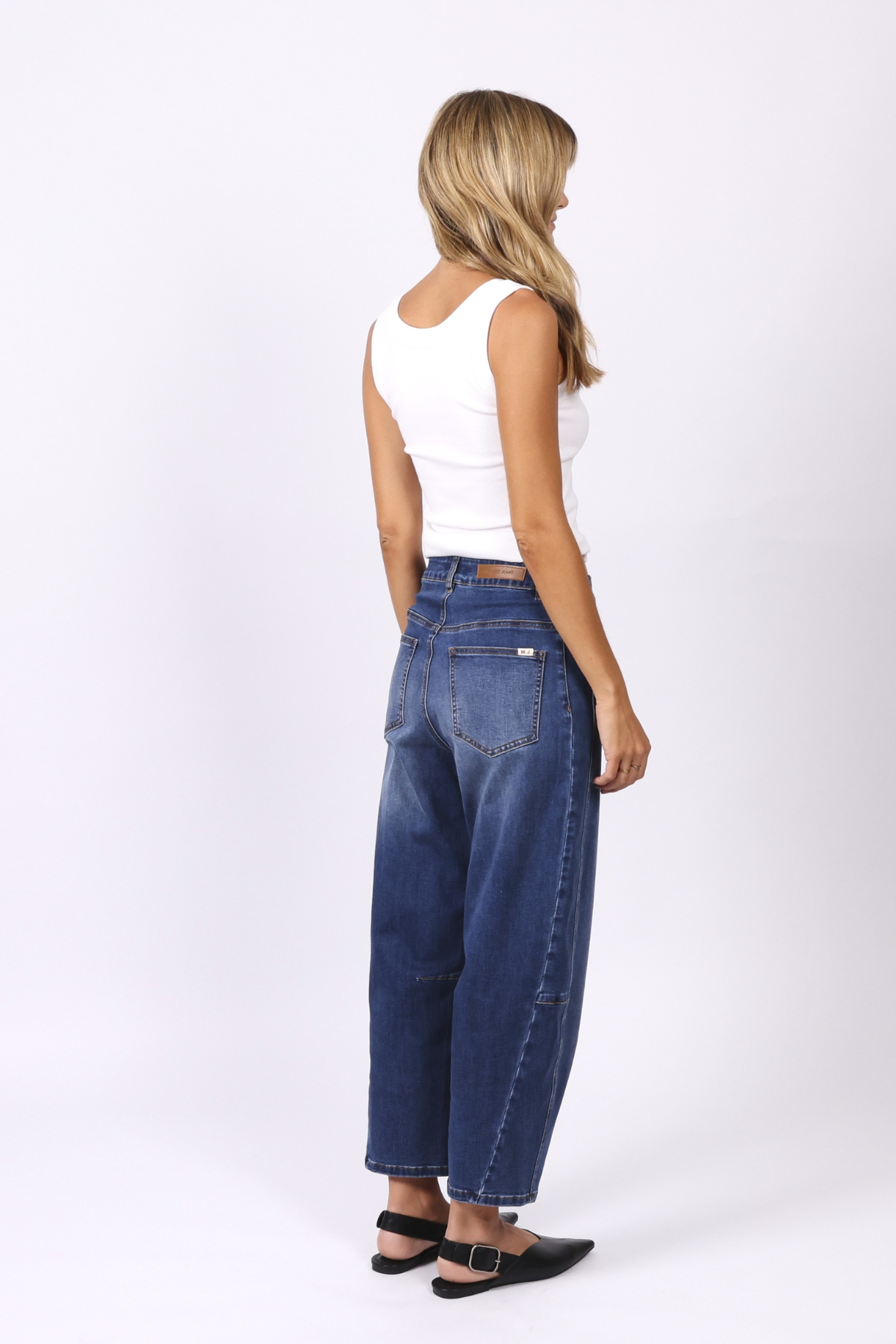 Monaco "Toni" Barrel Leg Jeans - Blue Denim