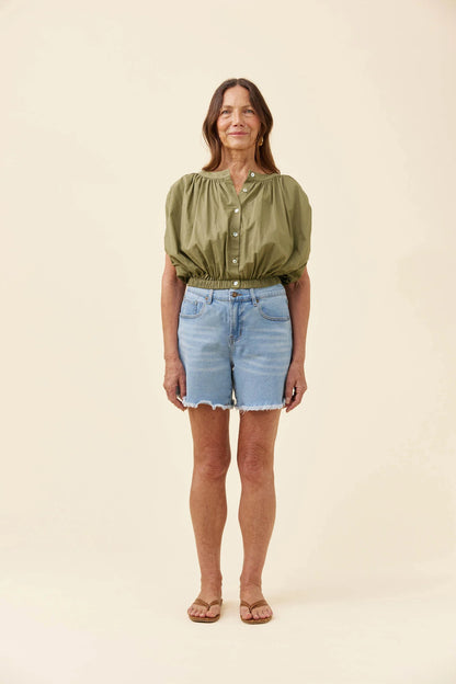 Rosa Reversible Crop Top - Sage
