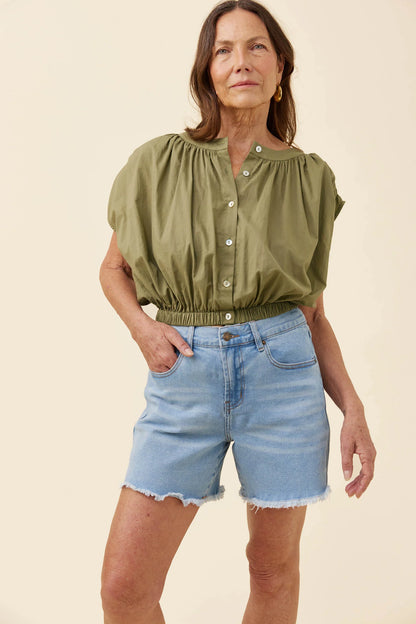 Rosa Reversible Crop Top - Sage