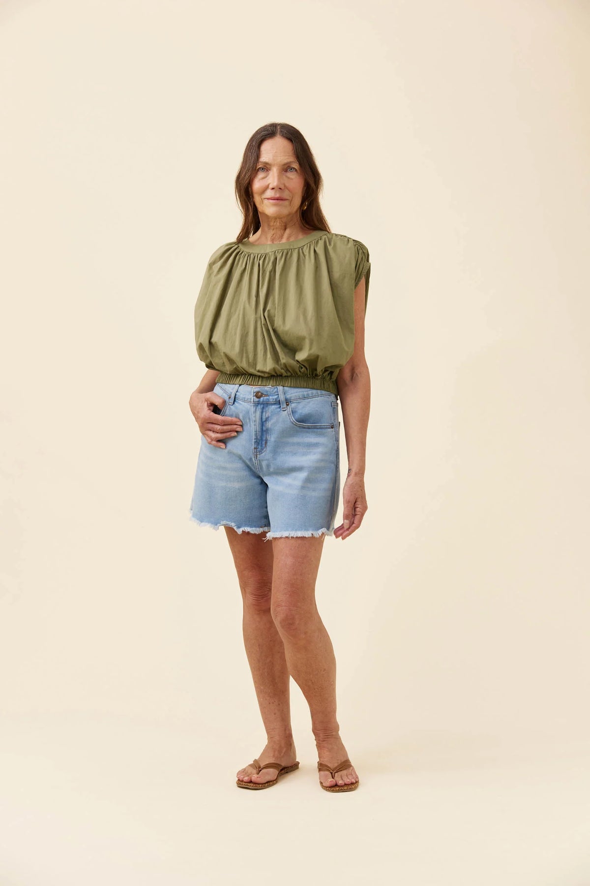 Rosa Reversible Crop Top - Sage