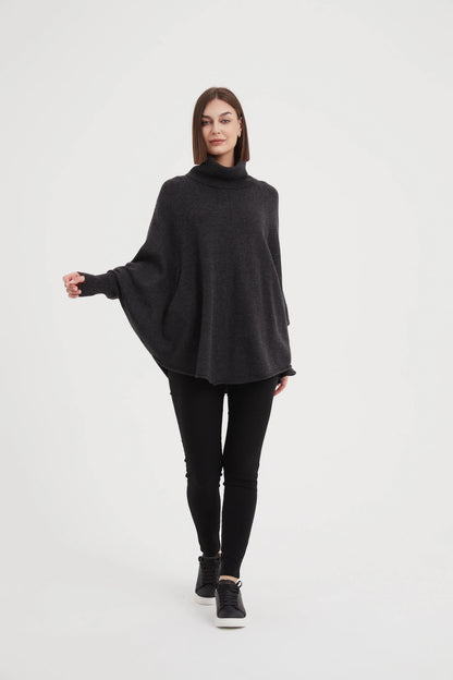 High Neck Oversized Knit - Charcoal
