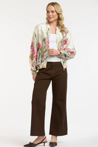 Beige Bomber - Floral