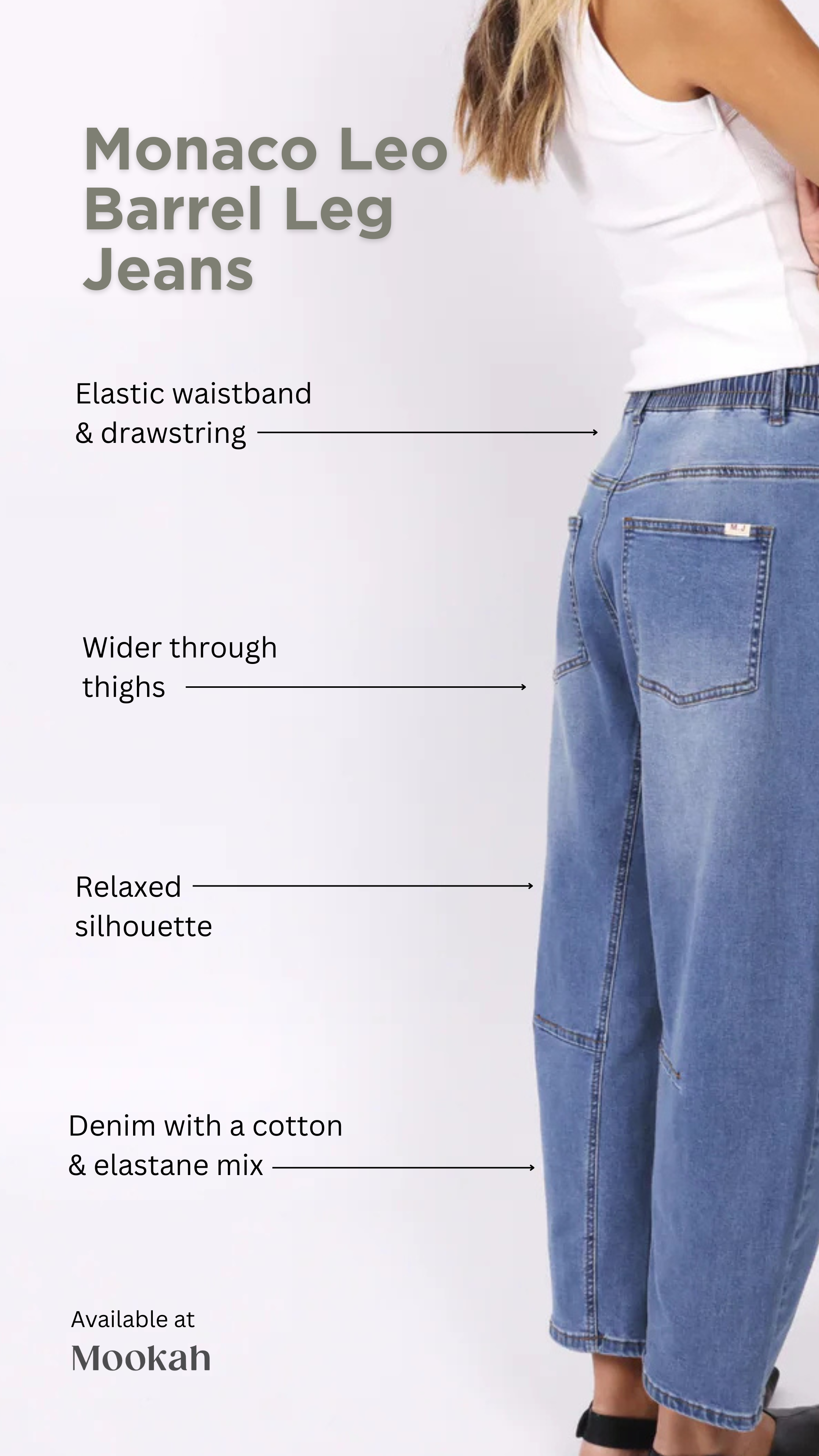 Monaco "Leo" Barrel Leg Jeans - Blue Denim
