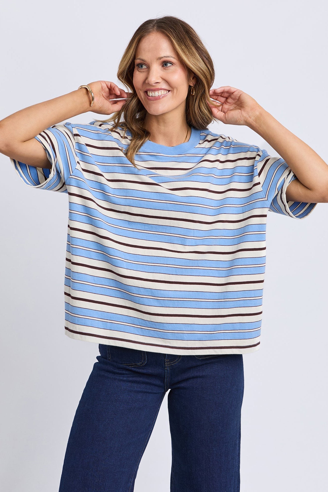 Nika Stripe Short Sleeve - Blue