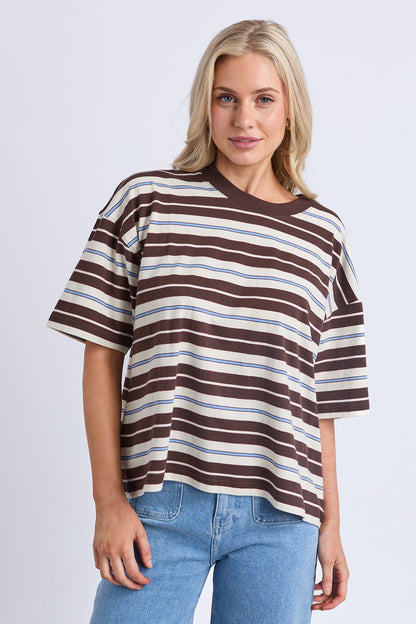 Nika Stripe Short Sleeve - Coffee