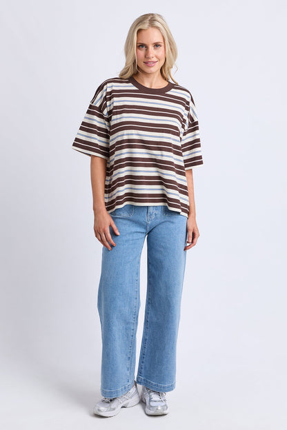 Nika Stripe Short Sleeve - Coffee