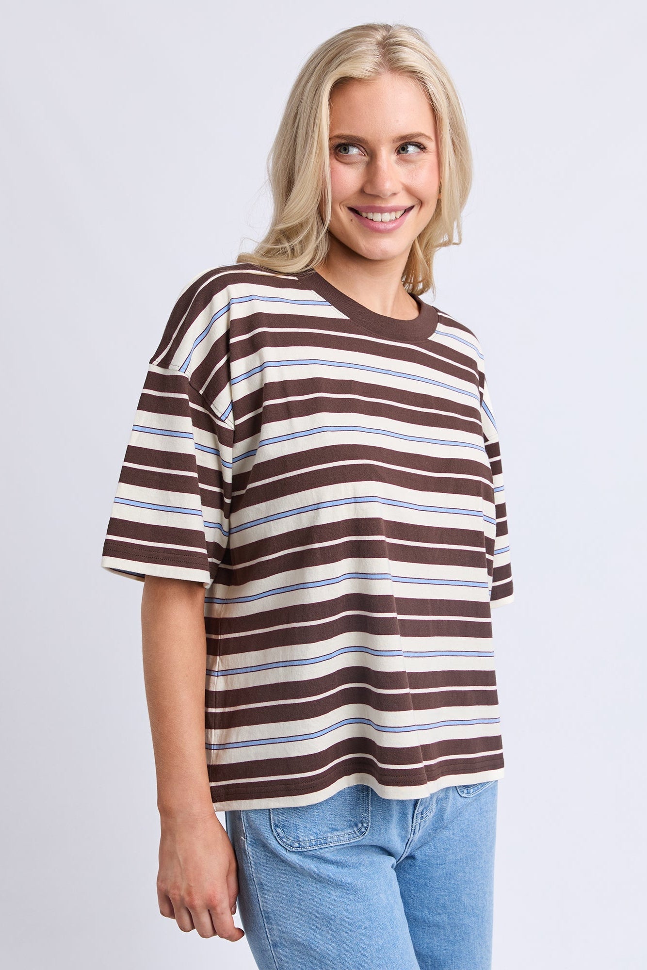 Nika Stripe Short Sleeve - Coffee