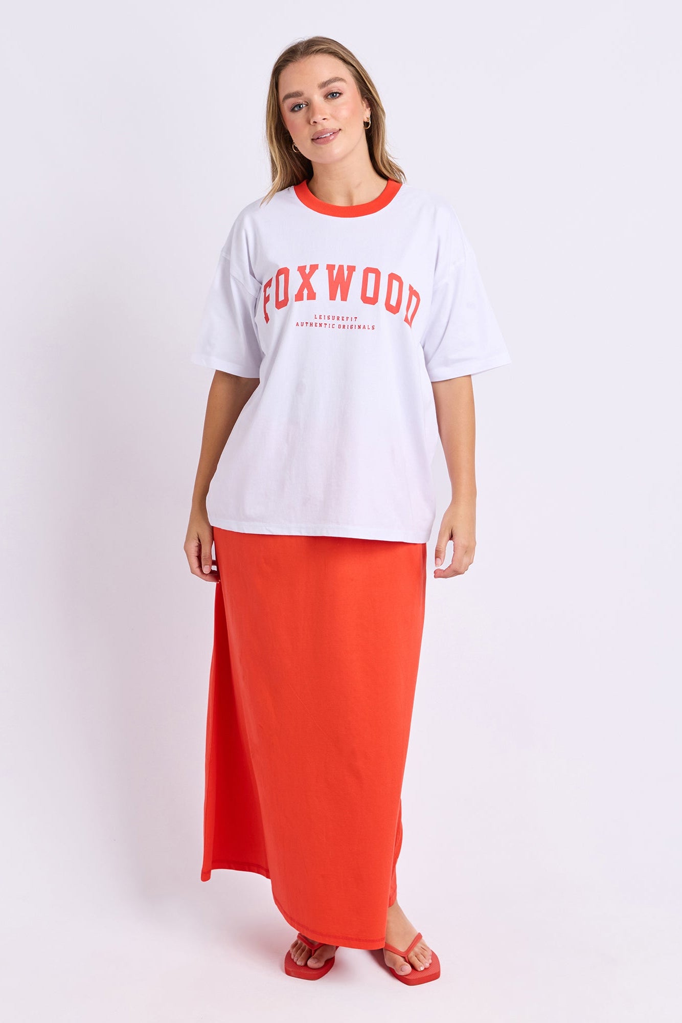 Foxwood Interval Contrast Tee - Wht/Grenadine