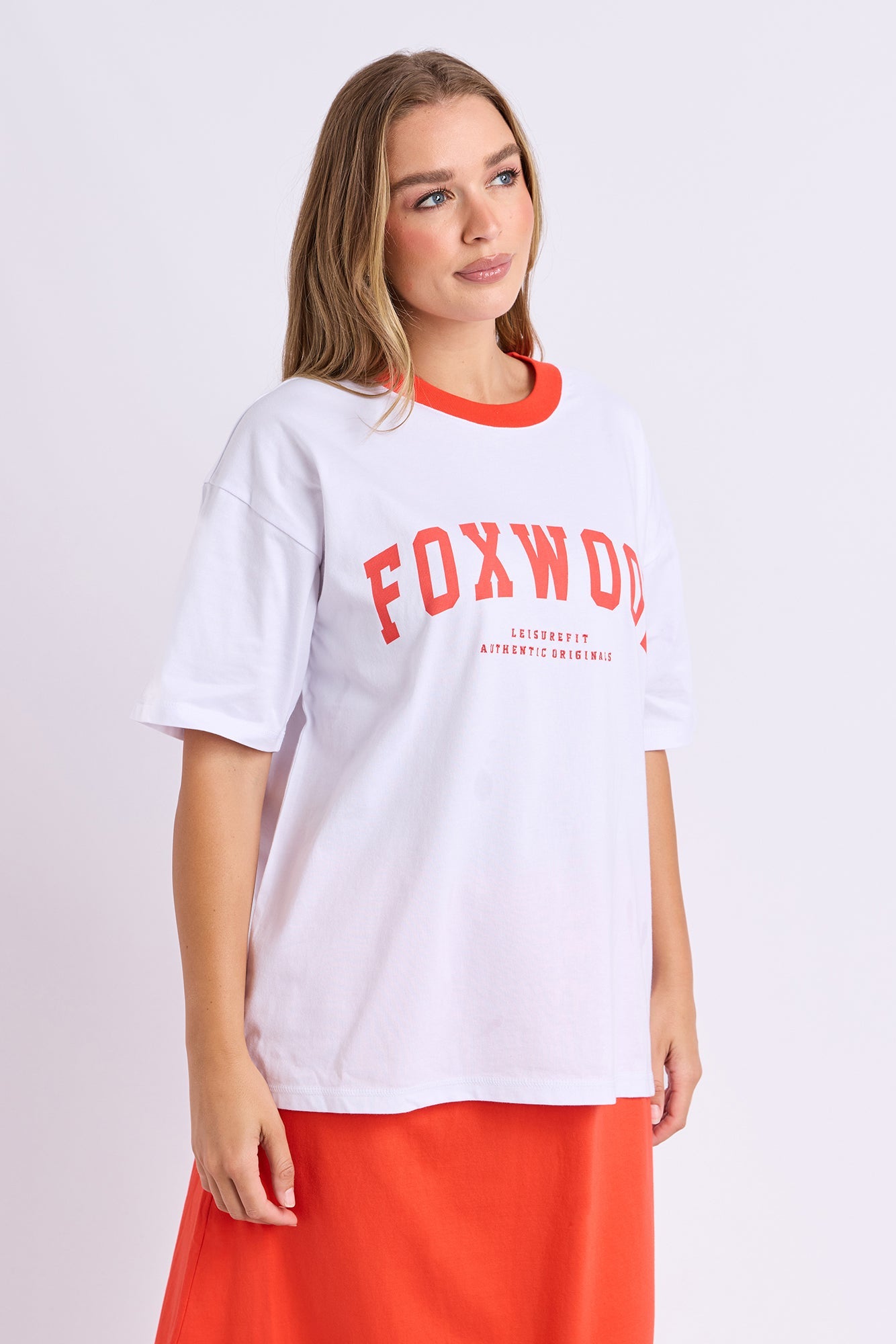 Foxwood Interval Contrast Tee - Wht/Grenadine