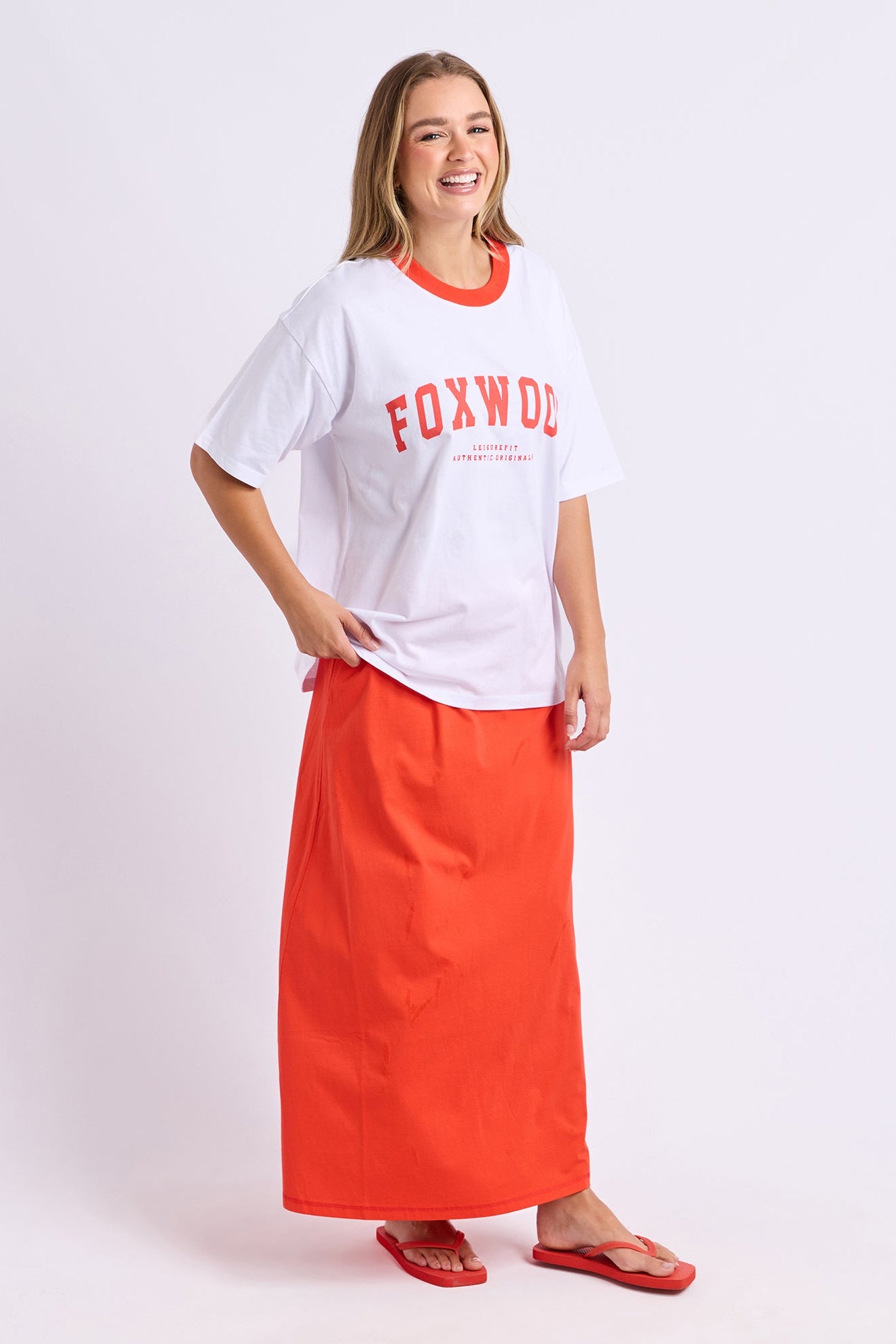 Foxwood Interval Contrast Tee - Wht/Grenadine