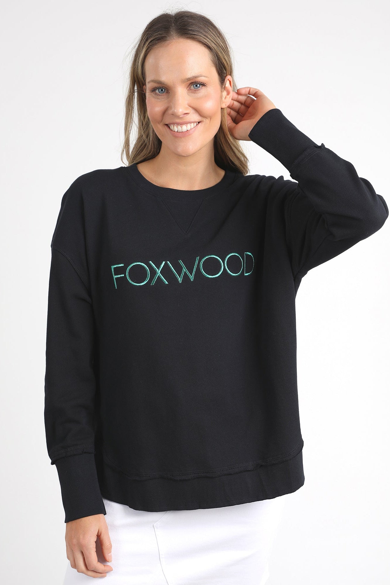 Foxwood Simplified Metallic Crew - Black