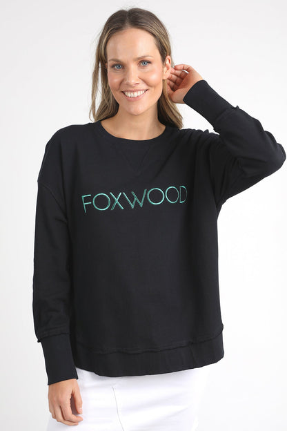 Foxwood Simplified Metallic Crew - Black