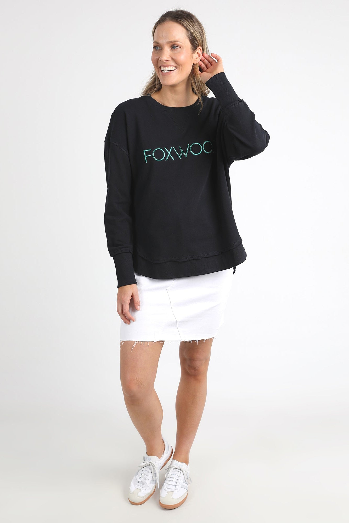 Foxwood Simplified Metallic Crew - Black