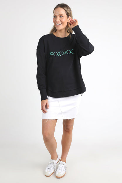 Foxwood Simplified Metallic Crew - Black