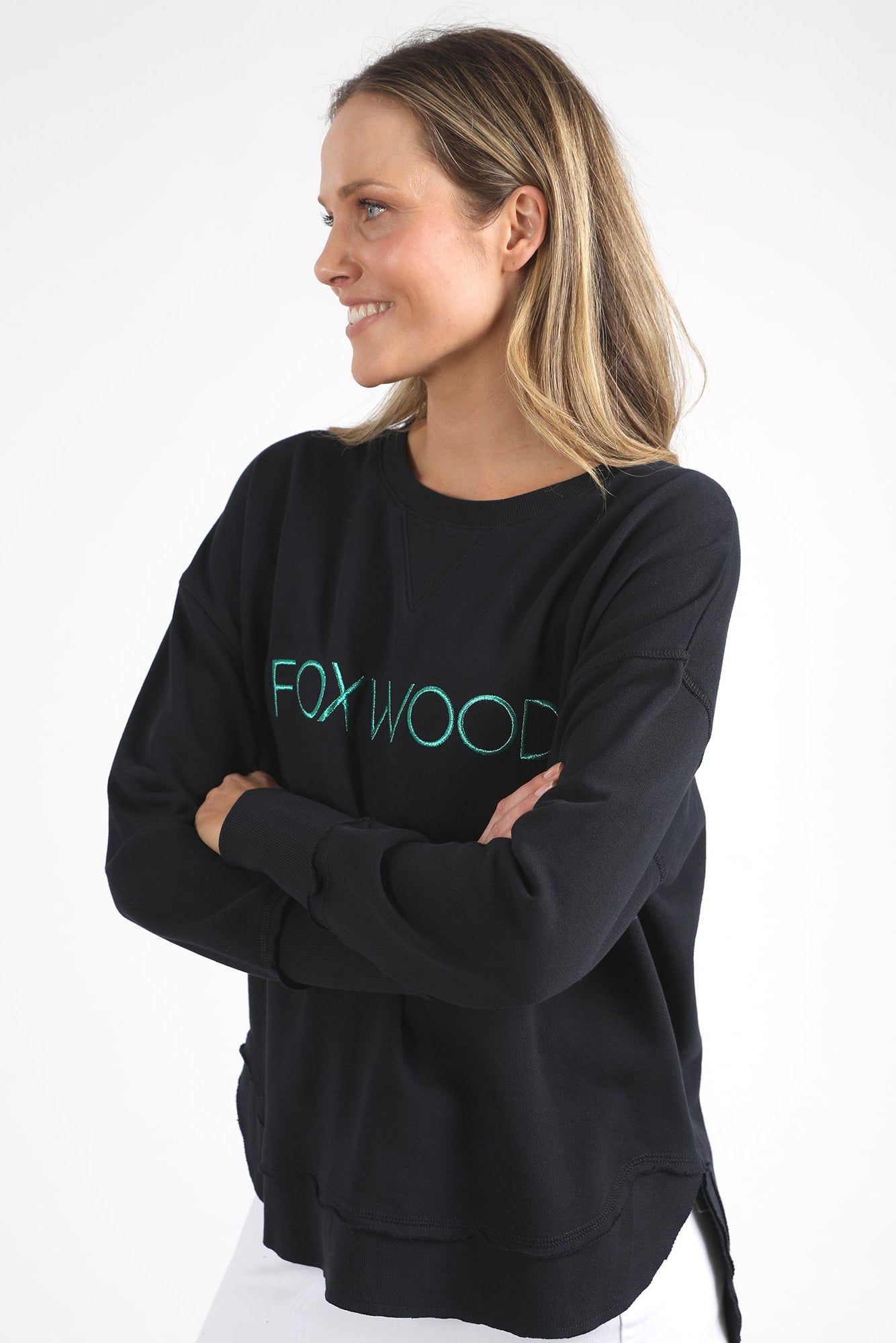 Foxwood Simplified Metallic Crew - Black