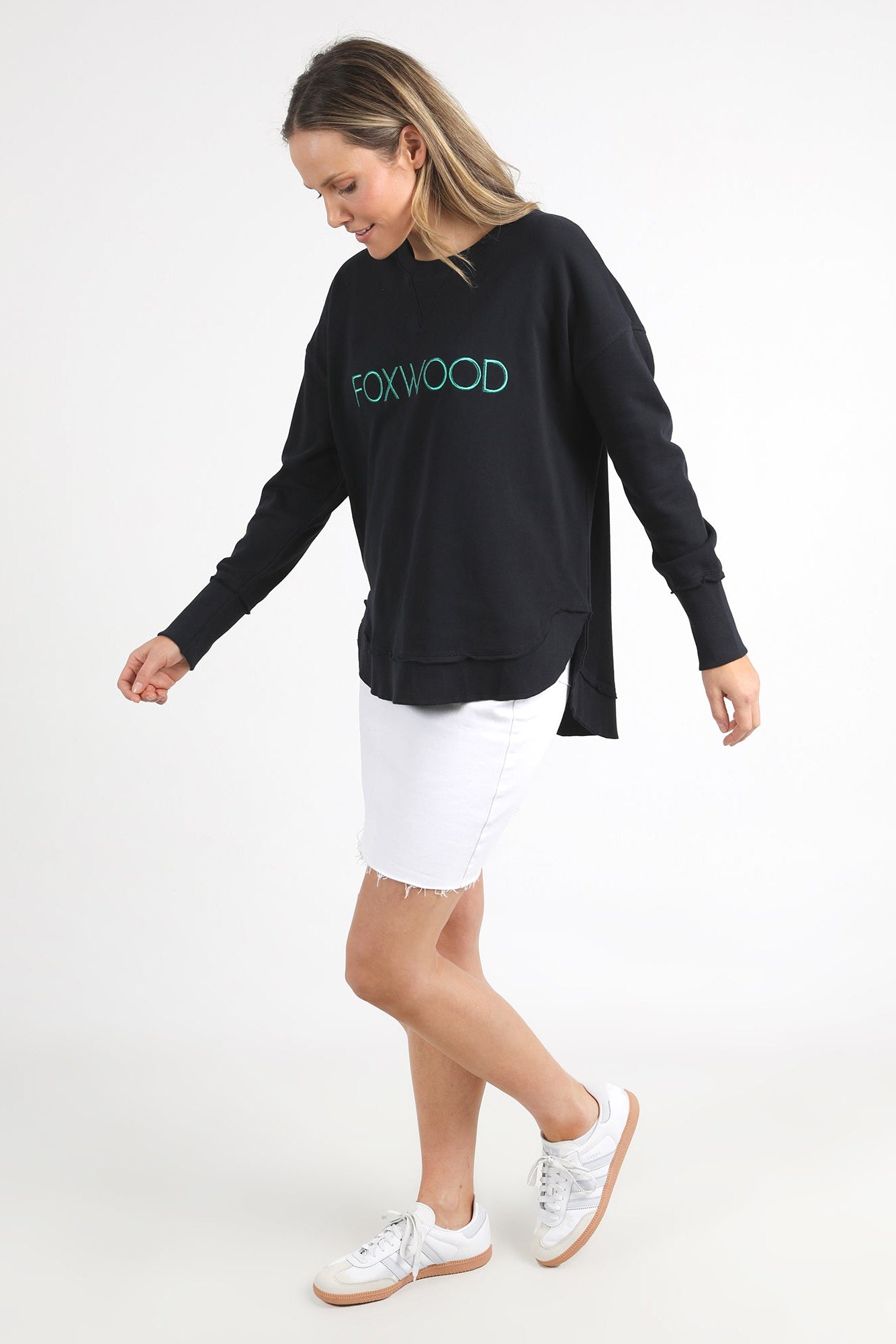 Foxwood Simplified Metallic Crew - Black