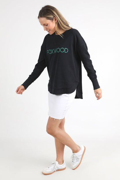 Foxwood Simplified Metallic Crew - Black