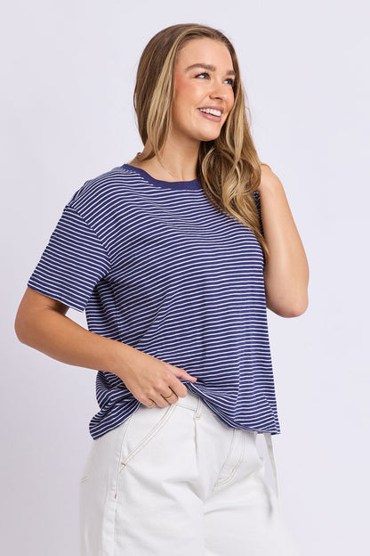 Foxwood Hutch Stripe Tee - Navy/Wht Stripe