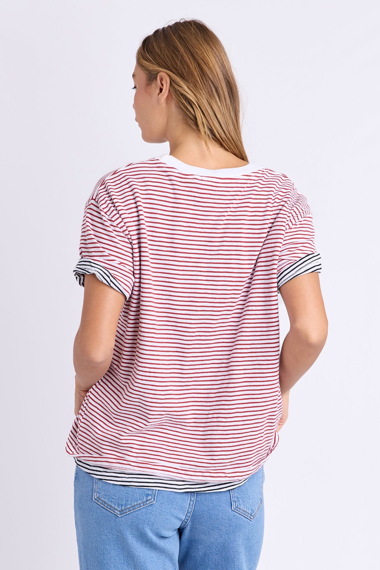 Foxwood Hutch Stripe Tee - Russet/Wht Stripe