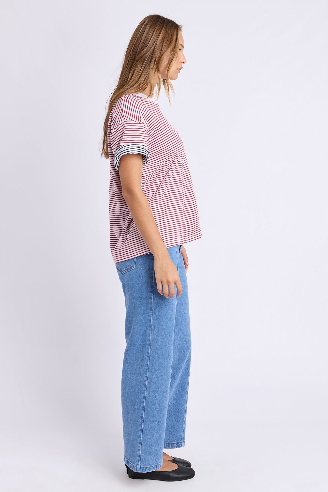 Foxwood Hutch Stripe Tee - Russet/Wht Stripe