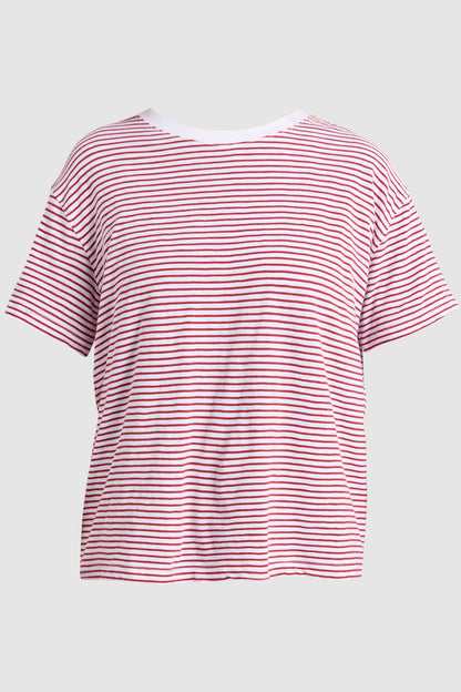 Foxwood Hutch Stripe Tee - Russet/Wht Stripe