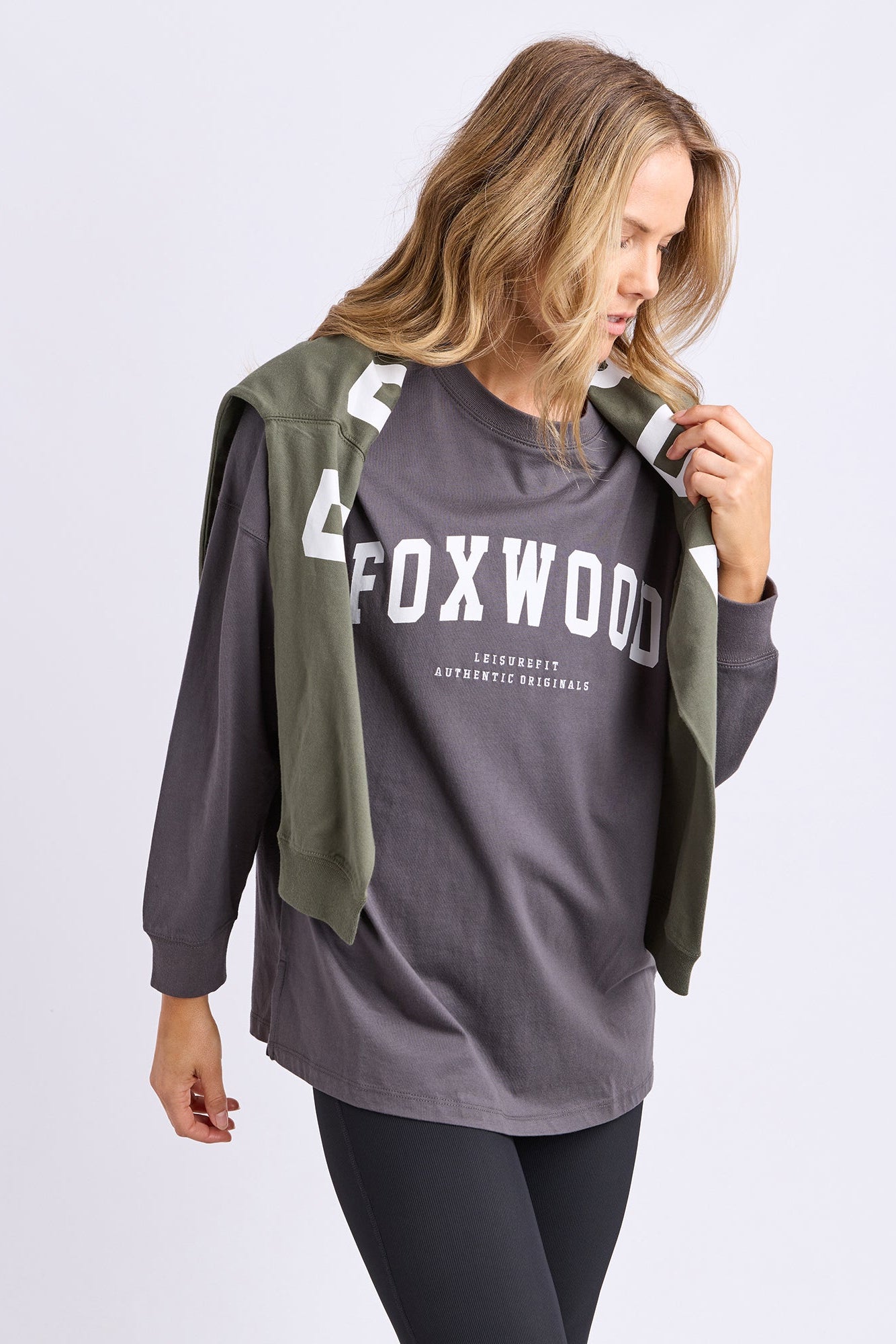Foxwood Interval L/S Tee - Charcoal/White
