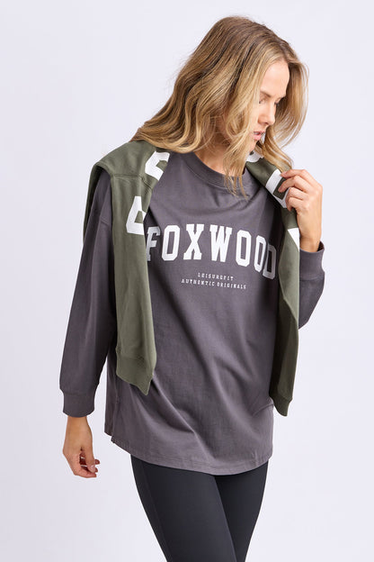 Foxwood Interval L/S Tee - Charcoal/White