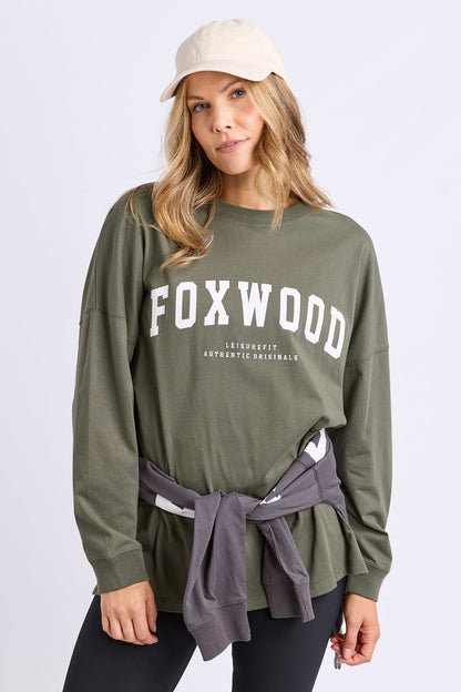Foxwood Interval L/S Tee - Khaki/White