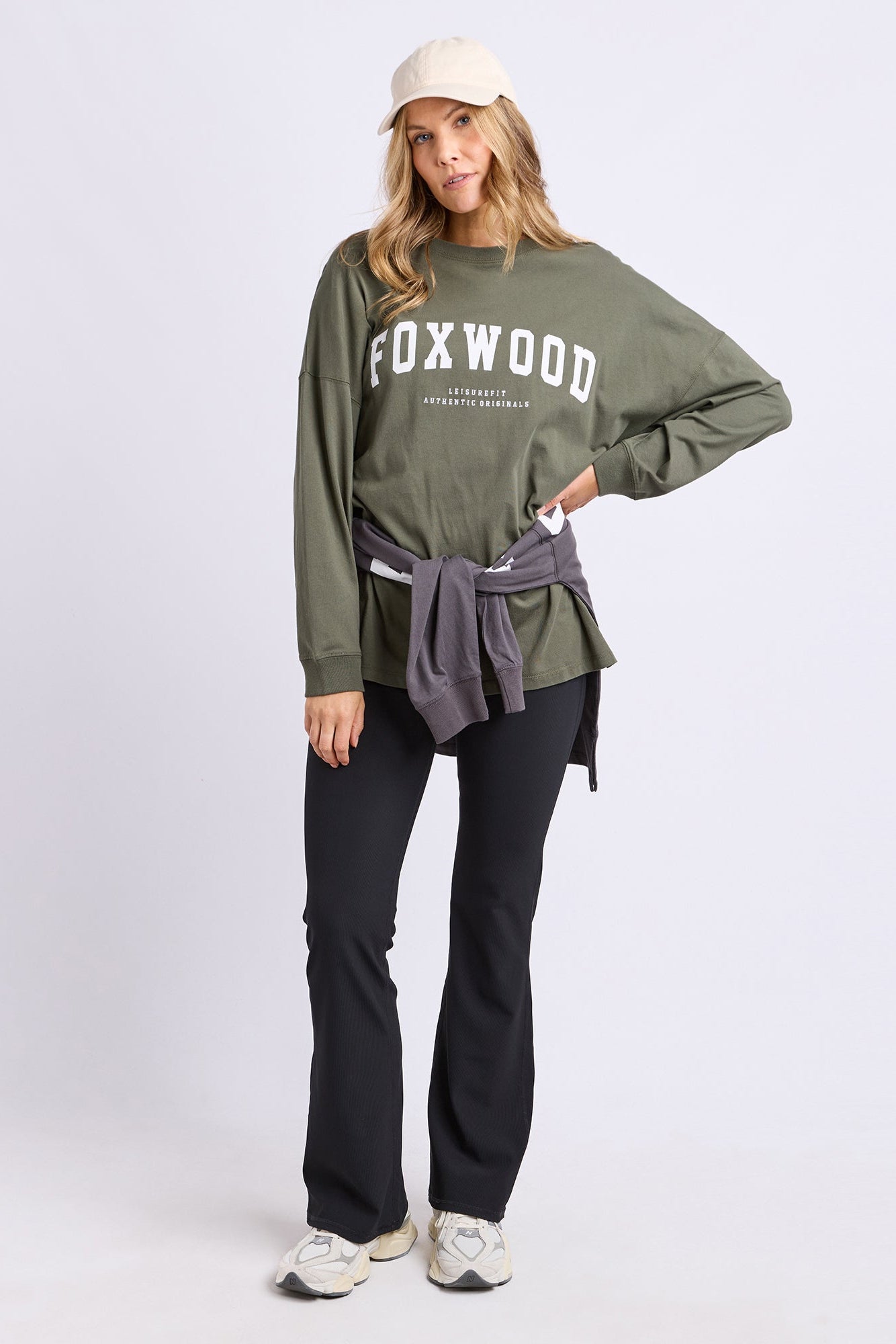 Foxwood Interval L/S Tee - Khaki/White