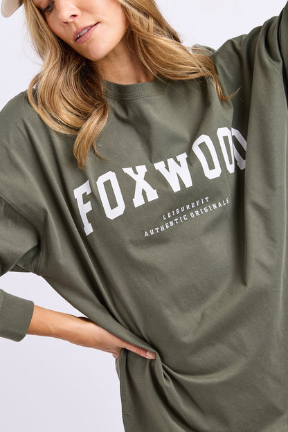 Foxwood Interval L/S Tee - Khaki/White