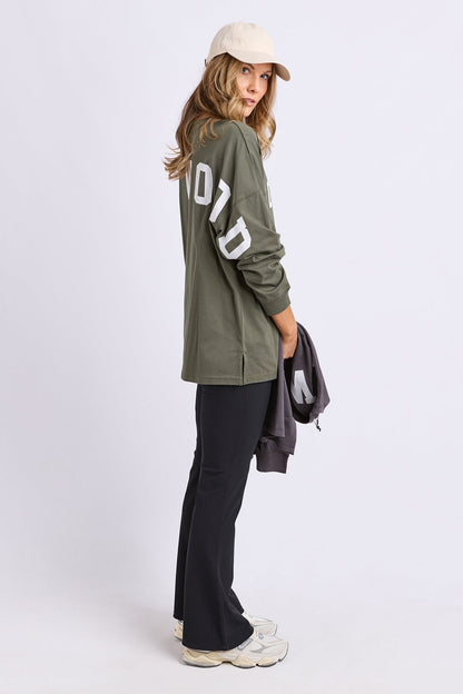 Foxwood Interval L/S Tee - Khaki/White