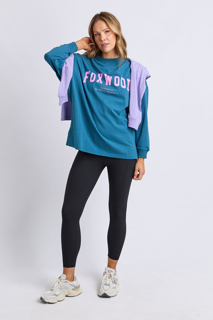 Foxwood Interval L/S Tee - Ocean/Pink